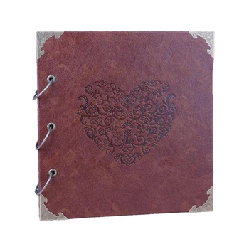 

16 Inch DIY Wedding Guest Book Heart-Shaped Leather Cover Scrapbook DIY Photo Album for Baby Wedding