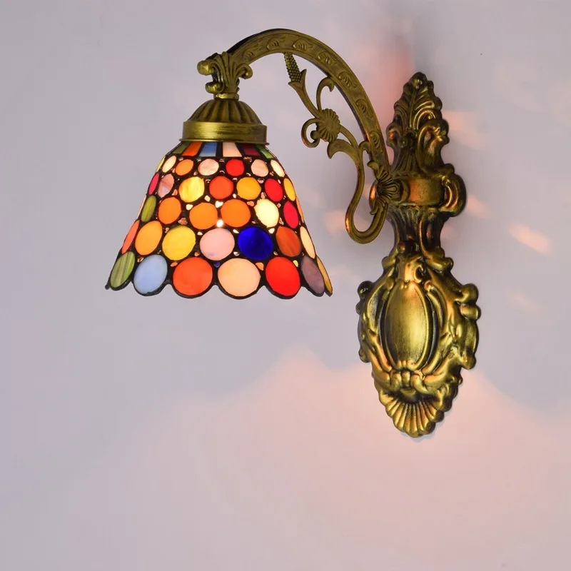 

glass lens headlight restoring ancient ways American pastoral bedside wall lamp corridor I Bohemian glass wall lamp