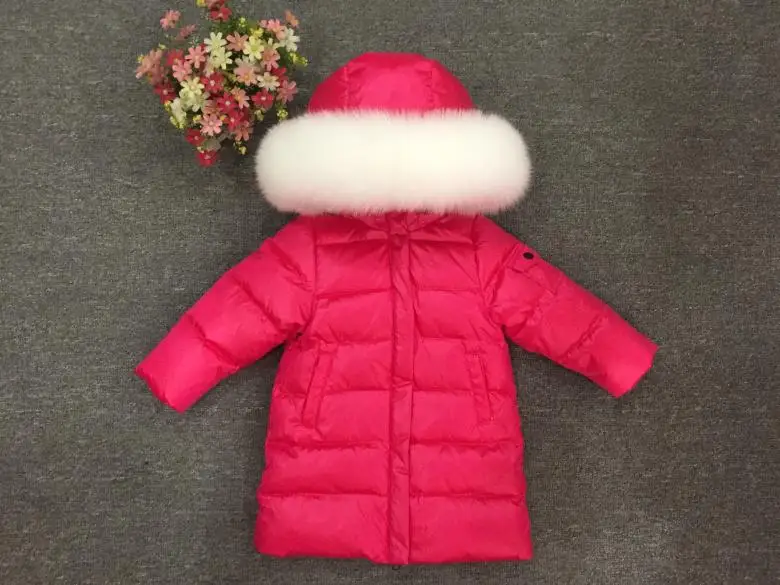Детская зимняя куртка для девочек, парки, пальто с капюшоном для девочек, теплые толстые пуховики Детские теплые пальто с воротником из натурального меха, верхняя одежда - Цвет: Color 15