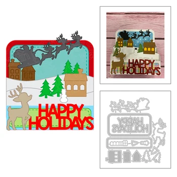 

2020 New Christmas Metal Cutting Dies For DIY Embossing Sled Elk Santa Claus and Happy Holidays Greeting Card Album Scrapbooking