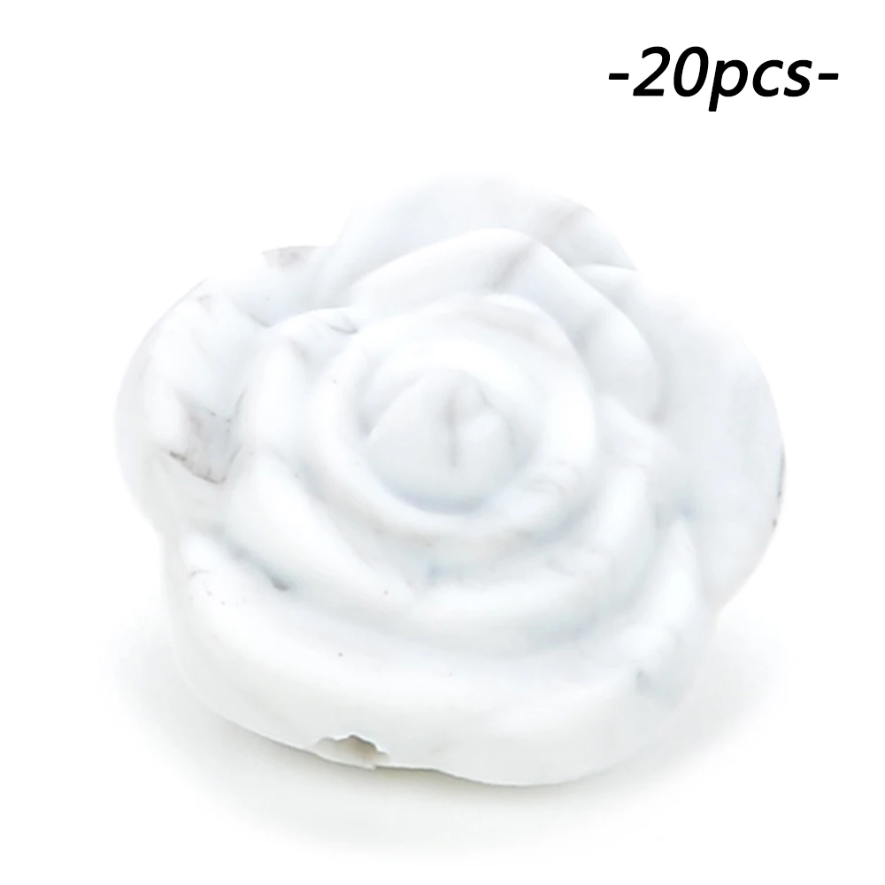 Marble LOFCA 20 шт Силиконовые Бусины розы Детские трофеи пищевого качества Прорезыватели для зубов аксессуары для соски цепи BPA бесплатно - Цвет: Marble