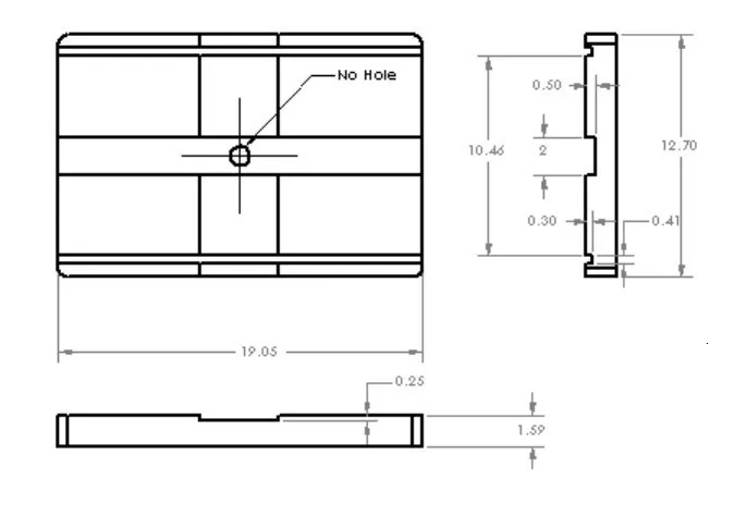 N42 NdFeB магнит-брусок с прорезями 3/4 "* 1/2" * 1/16 "полюса по бокам 19,05x12,7x1,59 мм тонкие прорези блок намагниченные блестящие никель