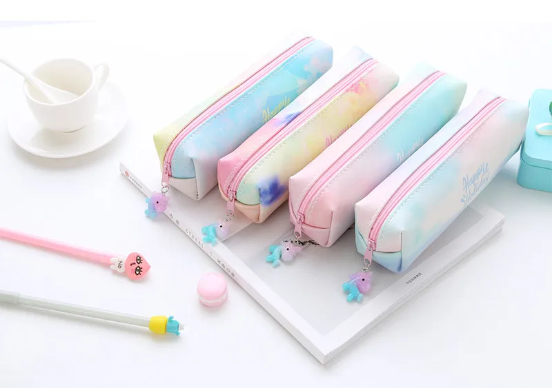 Cartoon Chic Canvas Pen Box Pencil Case Bag Zipper Pencil bags Storage Pouch Stationery School toy School Pencil Case