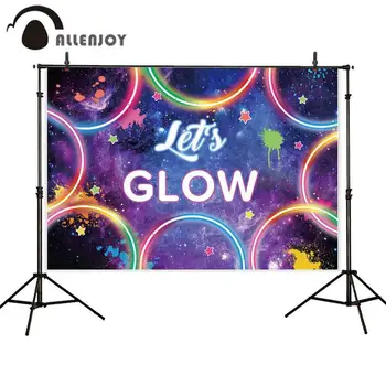 

Allenjoy Let's Clow Party Backdrop Bokeh Colorful Graffiti Star Neon Circle Starry Sky Party Banner Baby Birthday Event Supplies