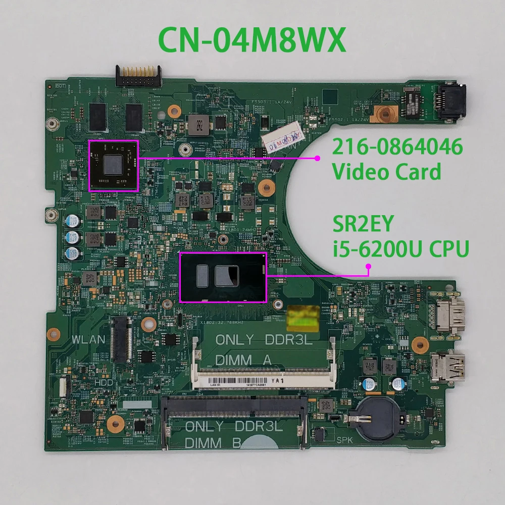 4M8WX 04M8WX CN-04M8WX для Dell Inspiron 14 3459/3559 14236-1 PWB:CPWW0 w i5-6200U CPU материнская плата системная