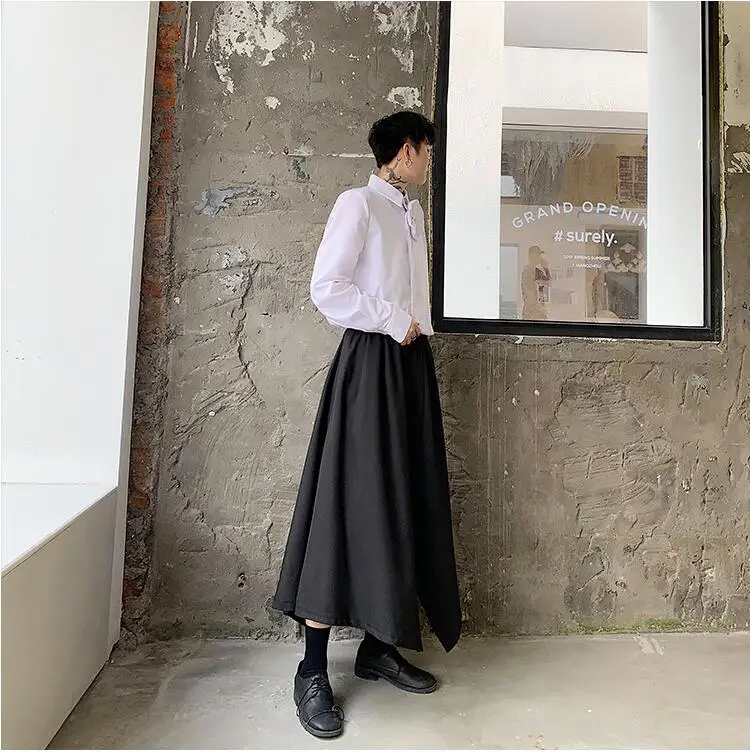 Новая мода шоу для мужчин женщин повседневная юбка брюки мужские свободные широкие брюки шаровары япония Харадзюку улица кимоно брюки