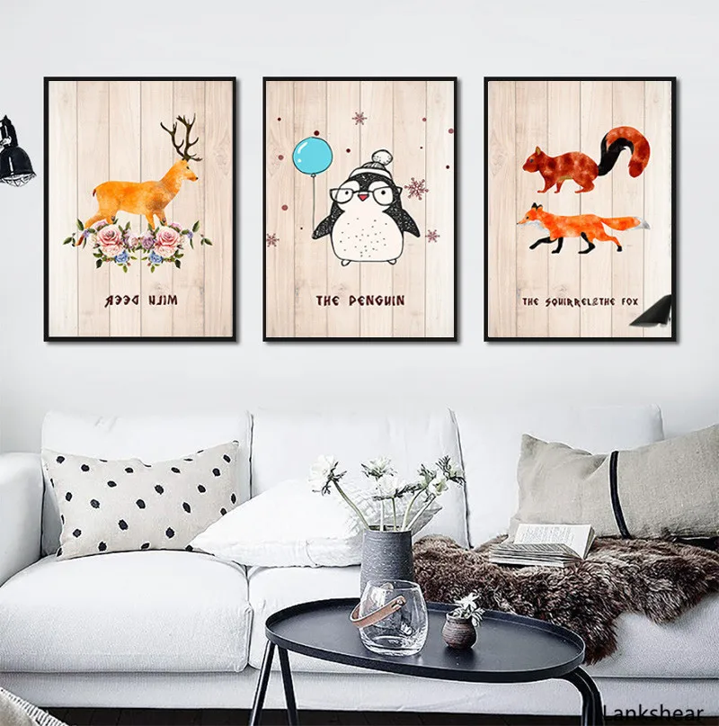 

Modern Simple Boards Animal Canvas Painting Wall Art Cartoon Pictures Posters And Prints Home Decor For Living Room Unframe