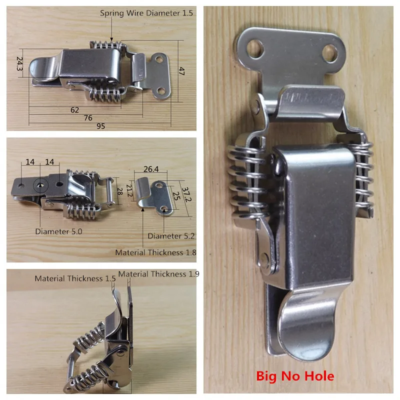 304 Stainless Steel Spring Hasp Wooden Case Lock Buckle Toolbox Lock Mechanical and Electrical Box Hasp Hardware Box Accessories