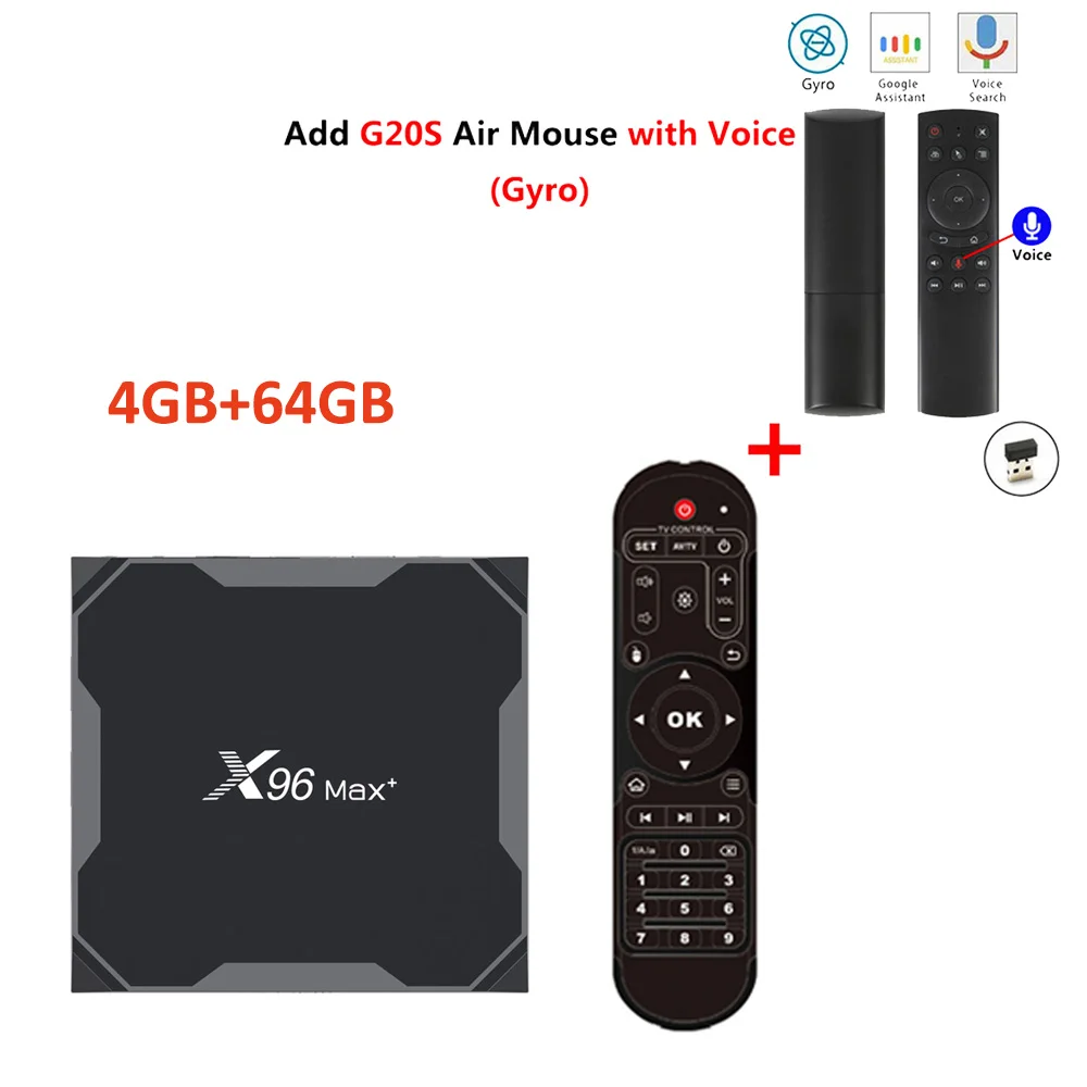 X96 MAX+ Android Tv Box 2 Гб 16 Гб Android9.0 ТВ-приставка 2,4G 5G wifi Bluetooth 4,0 4 ГБ 32 ГБ/64 ГБ ТВ-приставка Amlogic X96MAX S905X3 - Цвет: 4GB 64GB add G20S