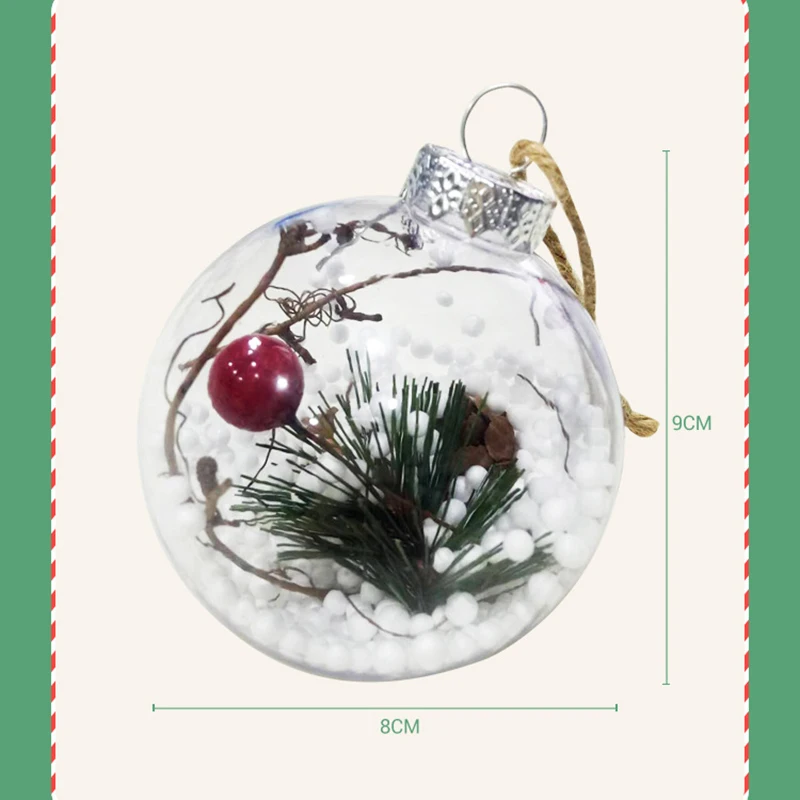 4 шт. украшения для рождественской елки шар прозрачное открытое пластиковое прозрачное украшение украшения для елки рождественские принадлежности конфетный шар