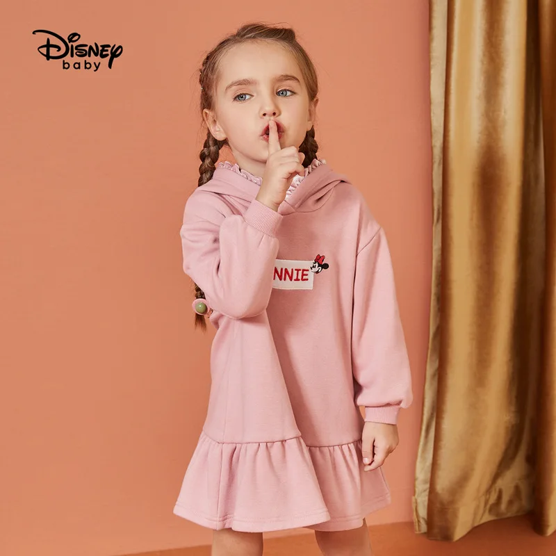 Disney/Детское платье новое теплое бархатное платье средней длины с длинными рукавами для девочек толстовка с капюшоном мышь с Микки
