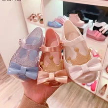 Mini Melissa/Новинка года; прозрачные сандалии для девочек; летние сандалии с короной; милые детские сандалии Melissa; пляжная обувь; обувь для малышей; 13-18 см