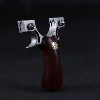 

Heavy hunting slingshot stainless steel catapult + wooden handle with flat rubber band outdoor high-precision shooting post-shot