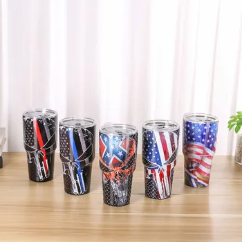 

30oz Skull Cup Thermos Flask Double wall Stainless Steel Tumbler Bottle For Cold Hot Water Coffee Beer Tea Swig Outdoor Car Mug
