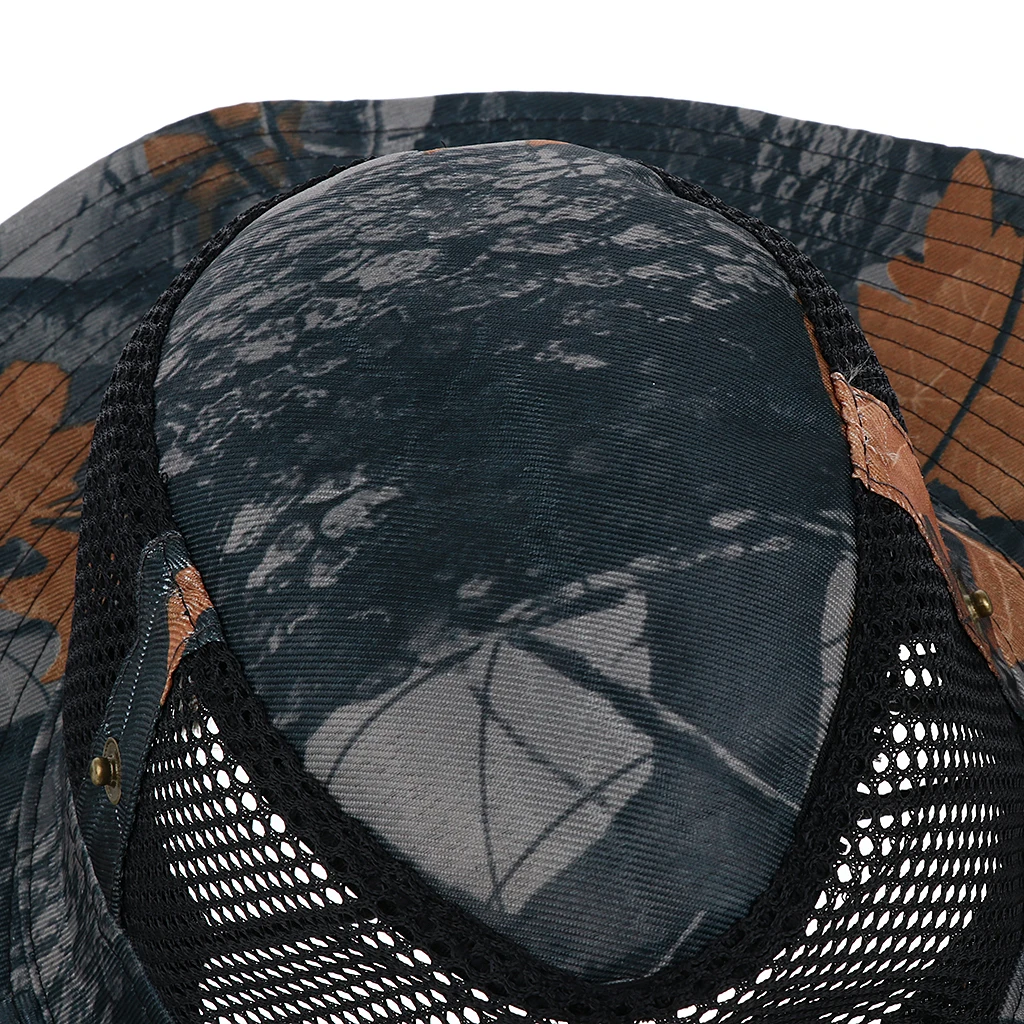 Camouflage Wide Brim Hat Fishing Bucket Bonnie Safari Sun Cap Windproof Polyester Fishing Caps for Women Men