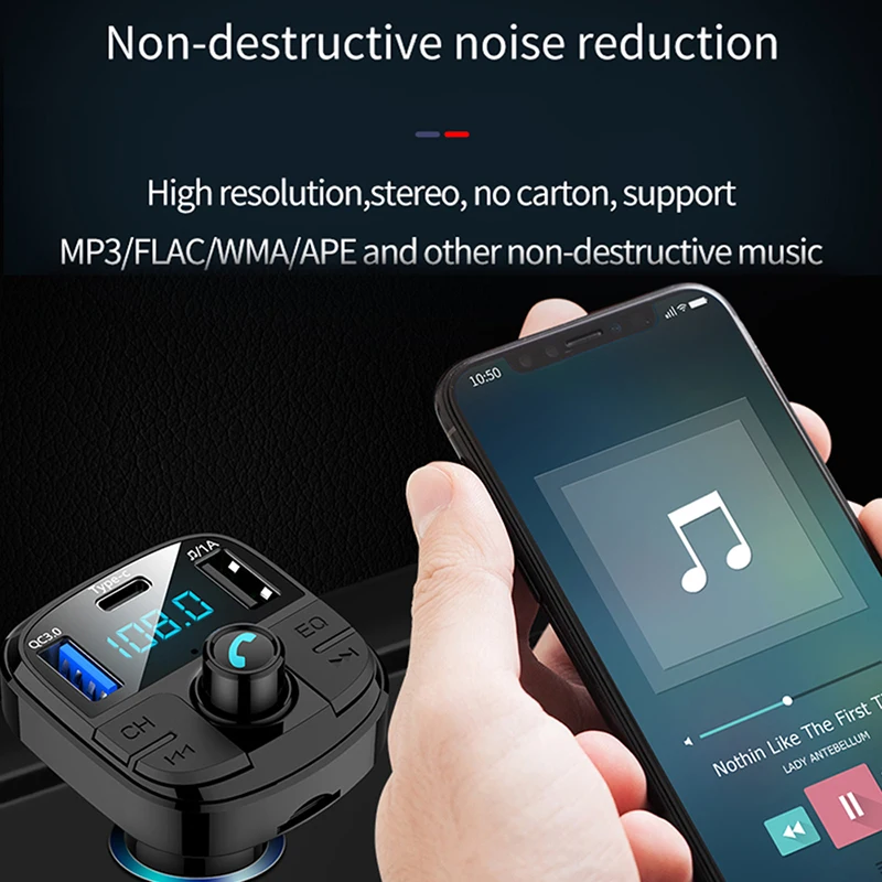 Best Onever Fm Transmitter Auto Bluetooth 5.0 Car Kit MP3 Fast charging QC3.0 Modulator Car Charger Double USB Stable Car Accessorie