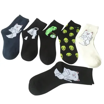 

Funny men women socks fashions cat skull ET cotton casual happy street wear art hiphop mens fashion winter socks