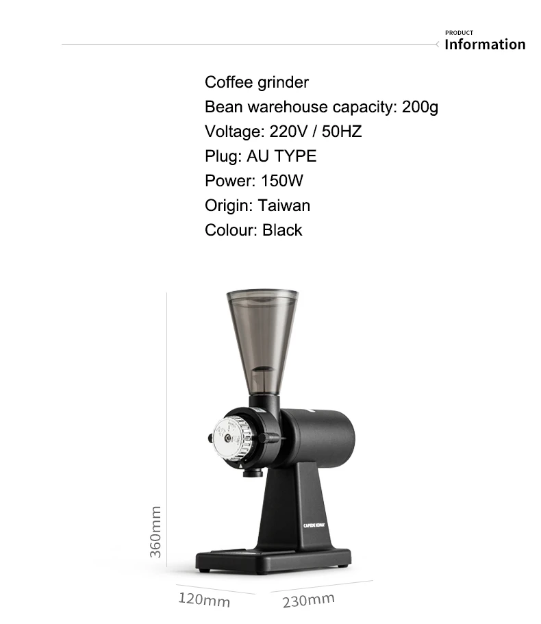 Электрическая кофемолка CAFEDE KONA, 200 г, автоматическая кофемолка, одна кофемолка, подходит для французского пресса, ручного приготовления, сифона