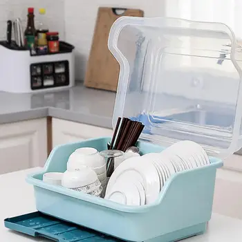 

Kitchen Plastic Cupboard With Lid Put Bowl Drain Bowl Rack Tableware Storage Box Dish Chopsticks Tableware Storage Box Tool