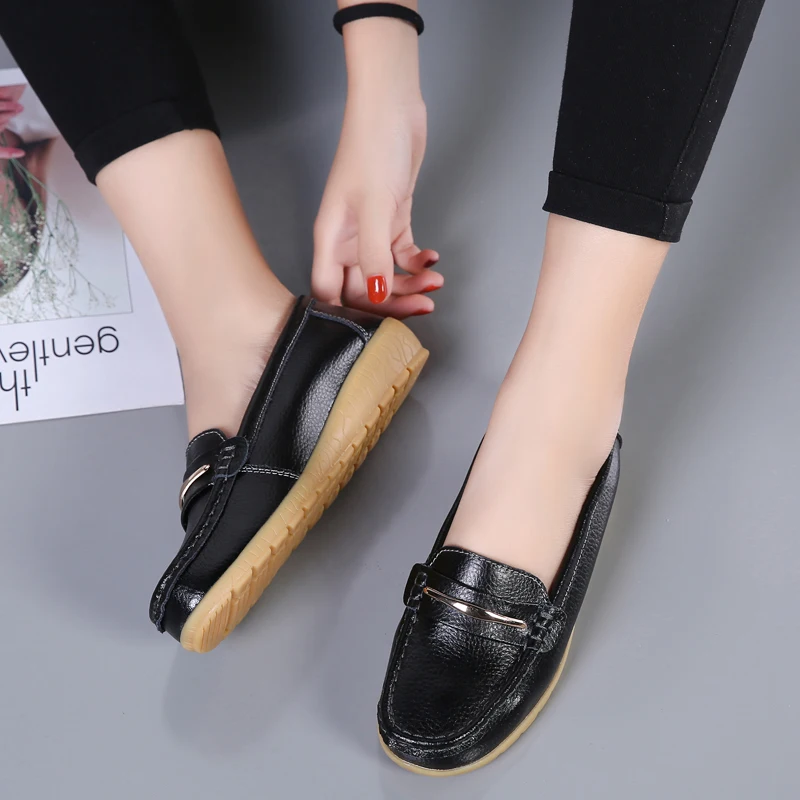 Women's Leather Slip-On Flats Spring Autumn Sizes 35-44