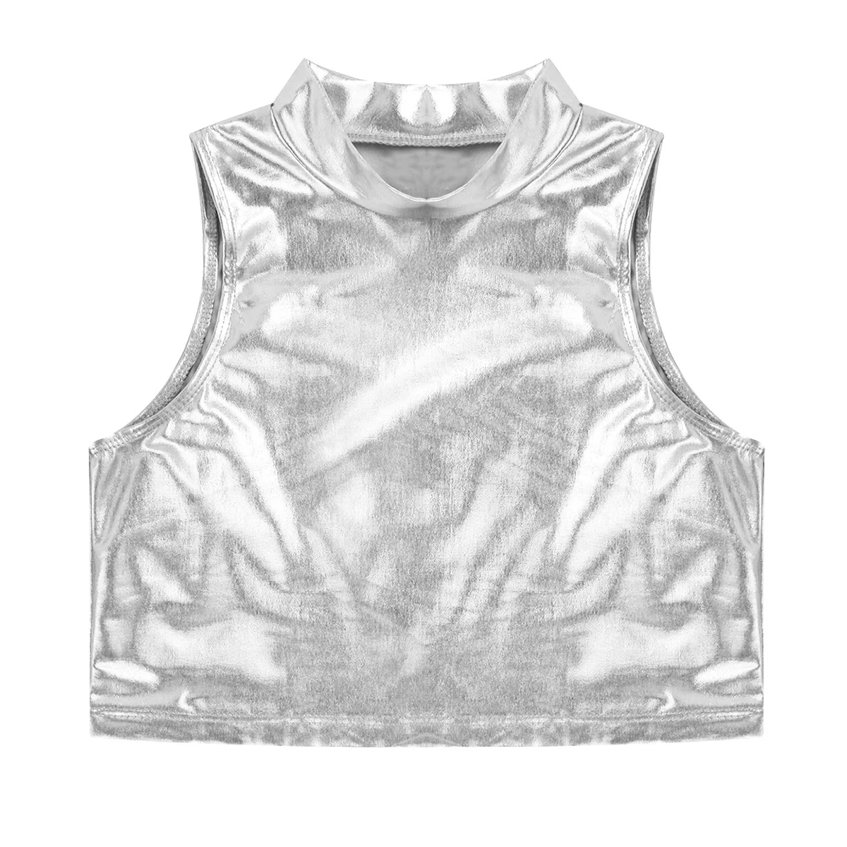 Children Clothing Girl Metallic Sleeveless Tops Flared Pleated A-Line Mini Short Skirt Kids Outfits 2pcs Clothes Set Dance Wear