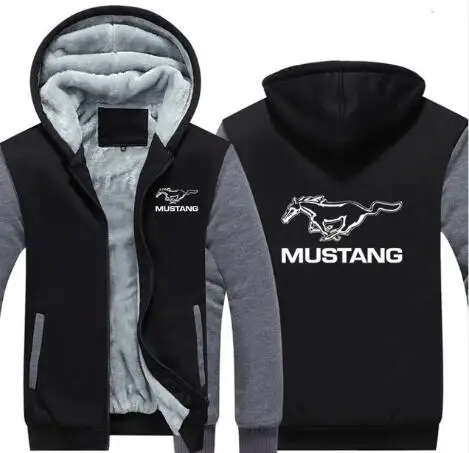 Новинка, Ford Mustang, худи, куртка, зимняя мужская, унисекс, повседневная, шерстяная подкладка, флисовое мужское пальто, Mustang, 50 лет, толстовки, пуловер