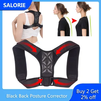 

Black Back Brace Posture Corrector Spine Protection Shoulder Support Belt Unisex Adult Chiropractic Muscle Stimulator Shaping