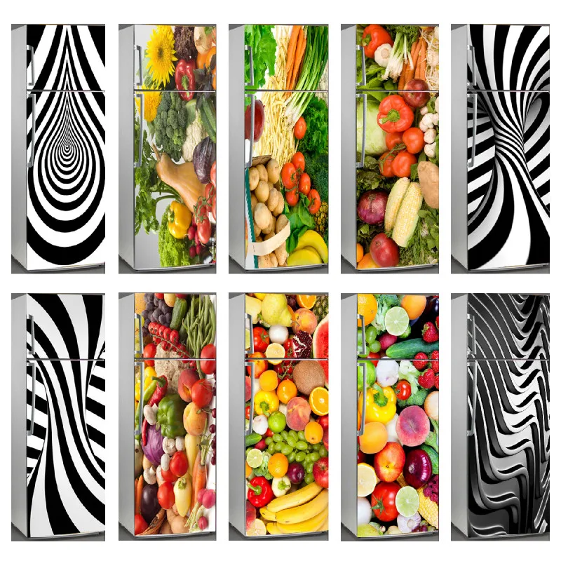 

Self Adhesive Renew Magic Line Fruit 3d Sticker Home Decor Dishwasher Fridge Print Wall Art PVC Waterproof Wallpaper Picture