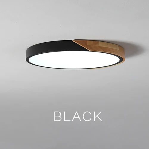 Black Round Светодиодный потолочный светильник, современный скандинавский круглый светильник, деревянный дом, гостиная, спальня, кабинет, поверхностный монтируемый светильник, приспособление с дистанционным управлением - Цвет корпуса: Black Round
