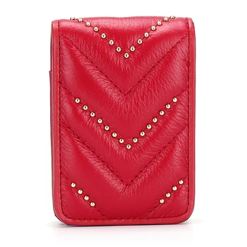 

BEAU-Lipsticks Wallet Genuine Leather Wallet Female Makeup Mirror Lipstick Case Designer Cosmetic Organizer Pouch Fashion