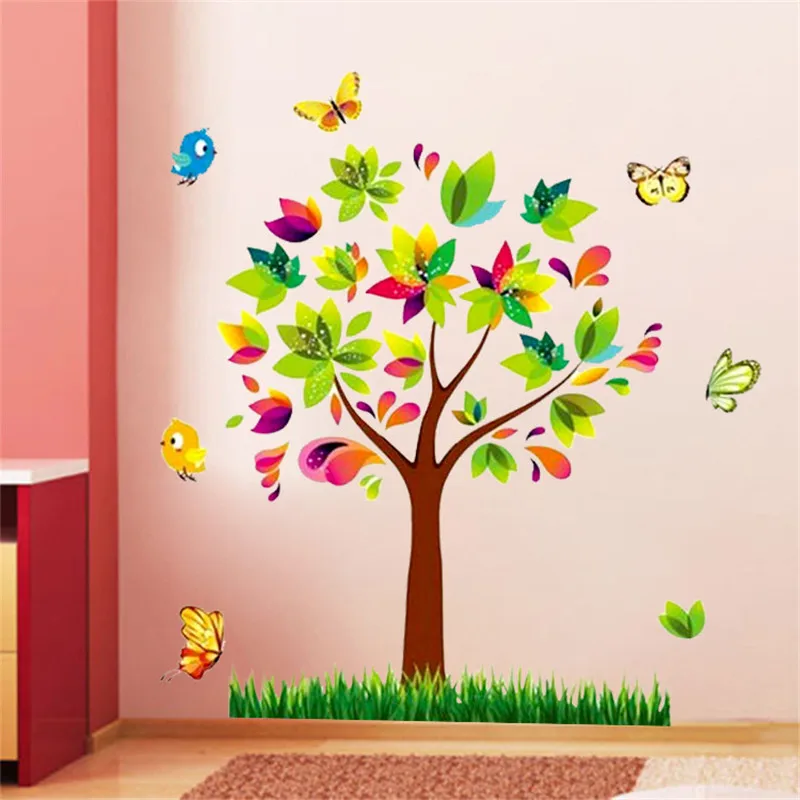 Дерево Птицы Виниловые фрески DIY настенные наклейки домашний декор настенные наклейки для детской комнаты украшение для детской комнаты
