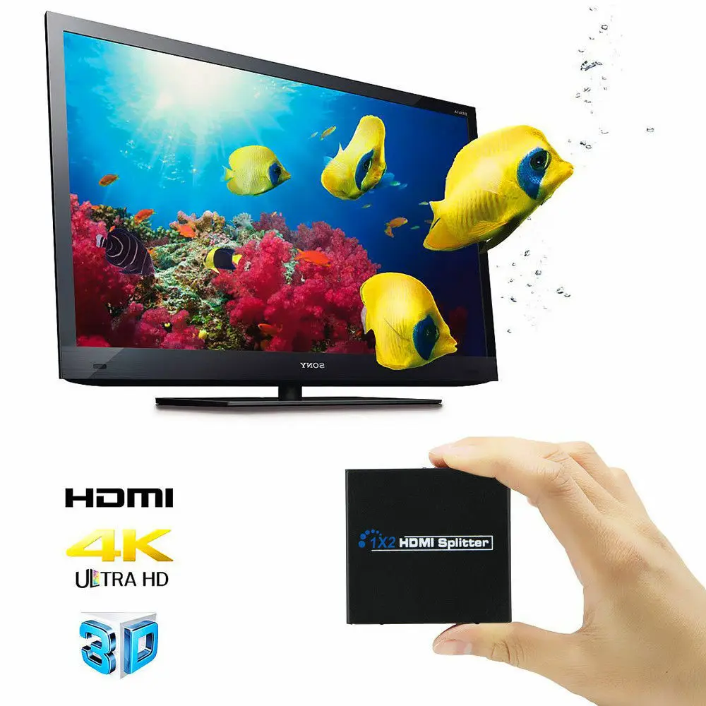 HDMI 1 в 2 out 1080p 4K 1x2 HDCP 3D сплиттер усилитель сигнала питания EU/US вилка