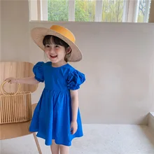 Conjunto de ropa de verano para niña pequeña, vestidos de amor con espalda de bebé, bonito vestido a cuadros con lazo y manga abombada para año nuevo 2022