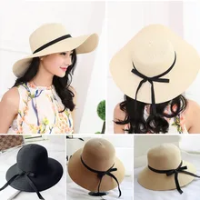 Пляжная шляпа от солнца, Корейская пляжная шляпа, милая дамская шляпа, женская модная вязаная шляпа с бантом, красивая проветриваемая