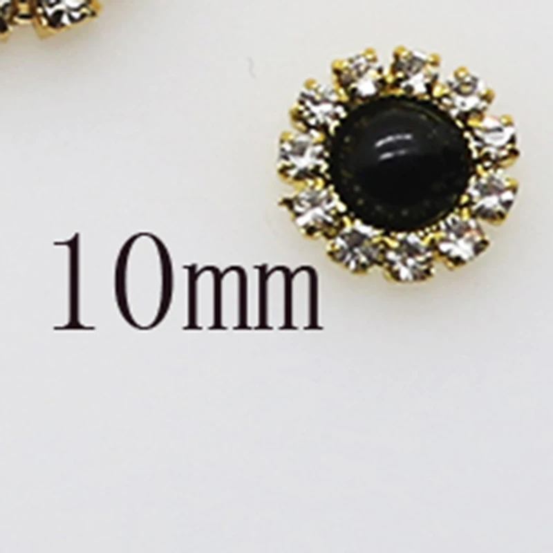 High-grade metal flash black mixed size 10pcs crystal button Sewing decoration home creative DIY handmade accessories Production - Цвет: 10mm