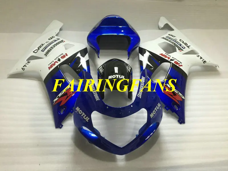 Набор обтекателей для GSXR600 750 K1 01 02 03 GSXR 600 GSXR750 2001 2002 2003 белый синий Обтекатели Кузов+ подарки SH43