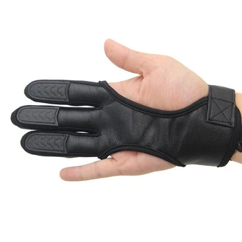 

3 Finger Protective Glove Leather Guard Safety Archery Gloves High Elastic Hand Protection Archery Protective Glove
