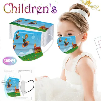 

a box Cartoon Kids Disposable Mask 3 Layer Child Filter Hygiene Thicken Children's Face Mouth Mask Earloop Fast Delievry