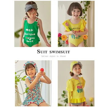 

BOBOMOON Children's Swimwear Girls Clothes Cute Summer 2020 LD Sweet Puff Sleeve One-piece Suit Swimsuit Ship In June