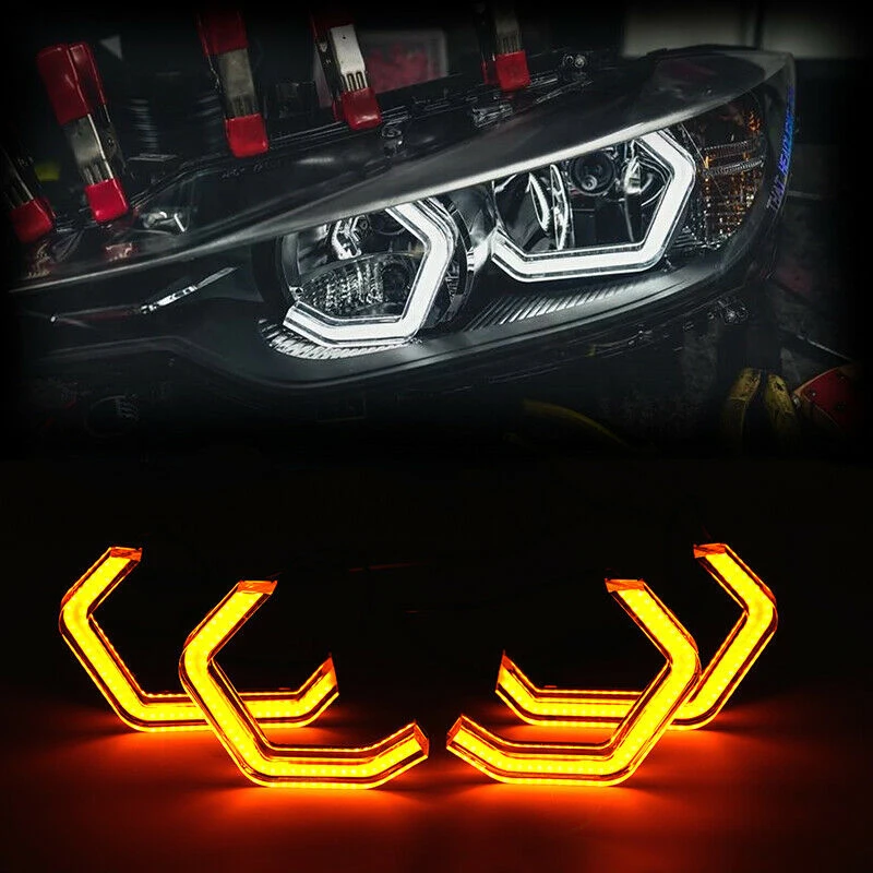 

LED Angel eyes DRL Halo Lights DTM Style for BMW M4 F80 F81 F82 F83 F30 F31 F32 F34 E90 E91 E92 Halogen Xenon Projector Headligh