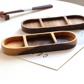 

Creative Wood Plates Oval Shape Retro Wood Pan Plate Fruit Dishes Saucer Tea Tray Dessert Dinner Bread
