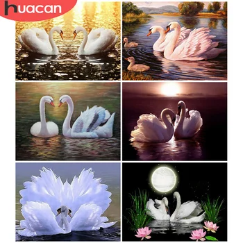 

HUACAN 5D DIY Diamond Painting Swan Cross Stitch Kit Diamond Embroidery Animal Rhinestones Pictures Home Decor Gift