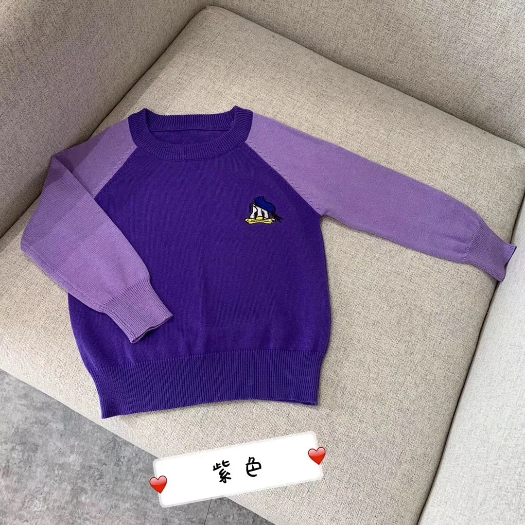 

2019 Spring And Autumn New Style CHILDREN'S Sweater Crew Neck Mixed Colors Baby Knitted Cartoon Mercerized Cotton Knitted Sweate