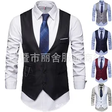 Однобортный сплошной цвет костюм жилет мужской Европа и Америка Горячая AliExpress настраиваемый свободный Хью жилет стиль Вай