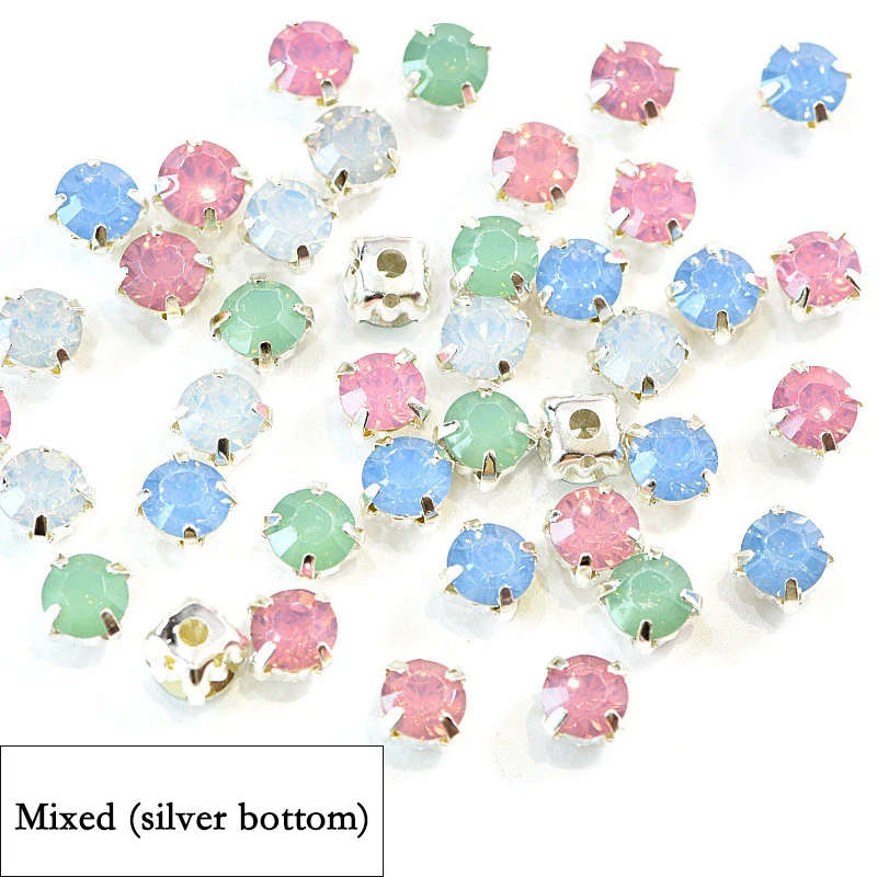 Sew On Rhinestones 100pcs Opal Multicolor Resin Sew-On Rhinestones Gold/Silver Claw Flatback Sew On Claw Rhinestones Garment Decor