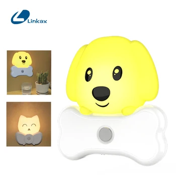 

Cartoon Cat Dog LED Night Light 100-240V Switch Wall USB Charging Motion Sensor Night Lamp For Children Bedroom Bedside Lamp