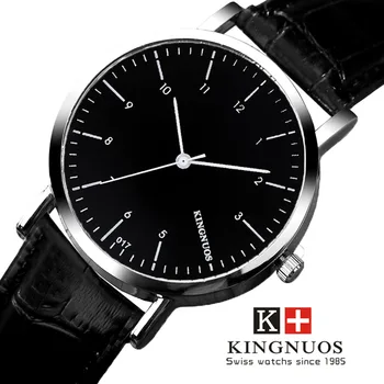 

KINGNUOS Brand Genuine Korean Version Of Fashion Waterproof Leather Men Watch Popular Luminous Student Couple Wristwatch Relogio