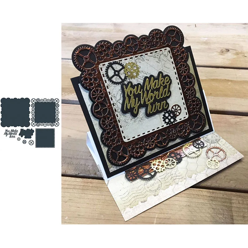 

Square Background Gear Edge Frame Metal Cutting Dies for Scrapbooking and Card Making New 2019 die cuts