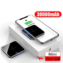 30000 мАч QI Беспроводное зарядное устройство мини банк питания USB зарядное устройство беспроводной внешний аккумулятор для iPhone 11 Pro MAX Xiaomi Note 7