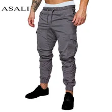 Мужские штаны, штаны для бега в стиле хип-хоп, новинка, мужские брюки с несколькими карманами, спортивные штаны, повседневные одноцветные спортивные штаны с карманами в стиле хип-хоп